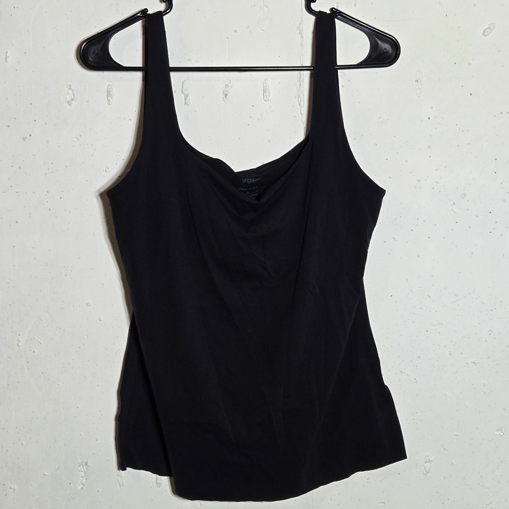 Nike Yoga Dri-FIT Black Tank Top Large Shelf Bra Active Stretch Gym Workout